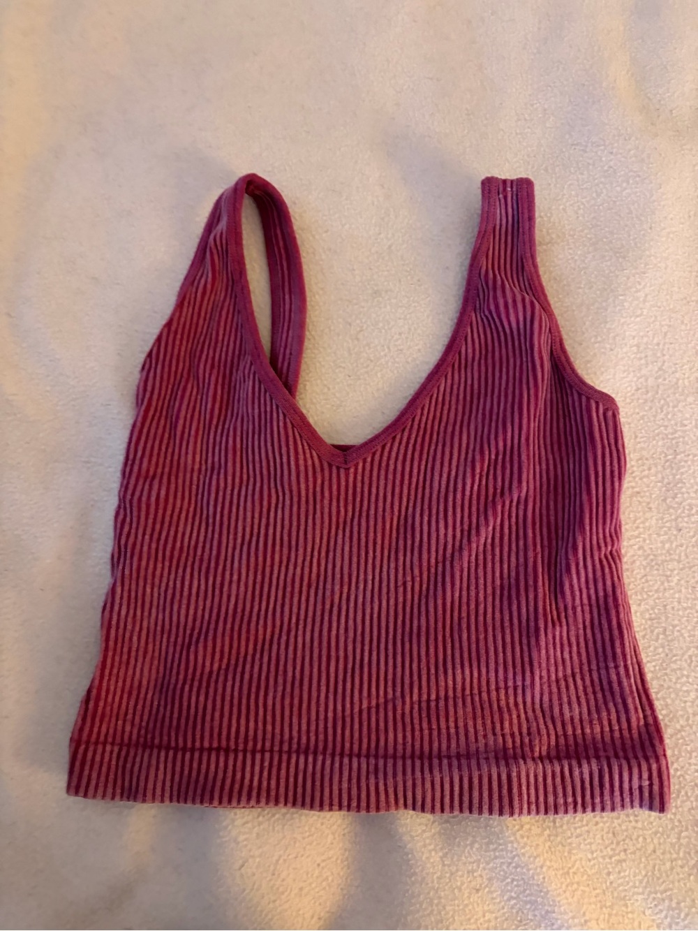 Aura Ribbed V-Neck Tank Top in Berry Plum